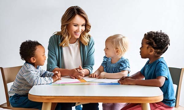 A group therapy session with a speech therapist